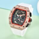 Barrel Shaped Fashion Watch for Men, Calendar Display Soft Silicone Strap Trendy Wristwatch - white