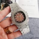Fashion Trendy Diamond Quartz Watch, European & American Style Full Diamond Luxury Ladies Wristwatch - Silver