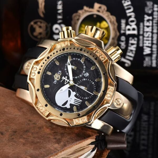 INVICTA Fashion Large Dial Men Quartz Watch, European Sports Silicone Band Wristwatch