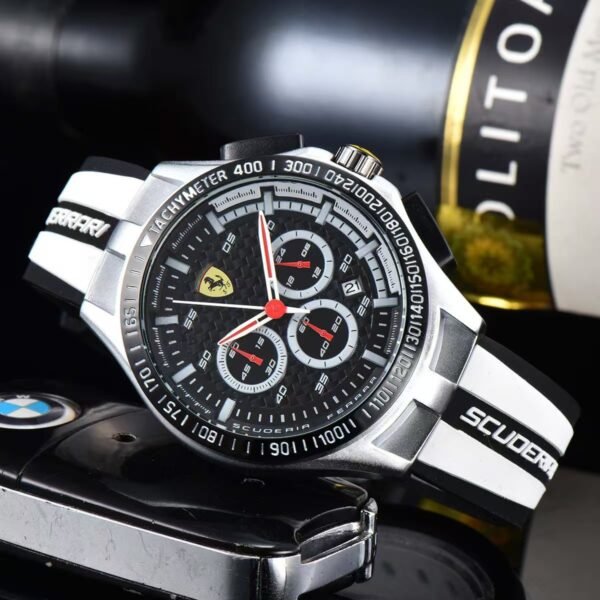 Luxury Casual Men Multifunctional Chronograph Watch, FR Style Waterproof Rubber Band Wristwatch