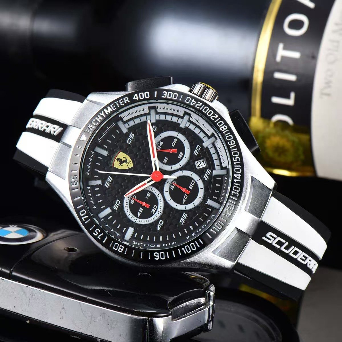 Luxury Casual Men Multifunctional Chronograph Watch, FR Style Waterproof Rubber Band Wristwatch