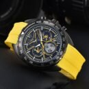 Sports Business Men Multifunctional Chronograph Watch, YP Style Waterproof Steel Band Wristwatch - yellow
