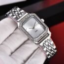 Luxury Women Quartz Watch with Diamond-set Aurora Dial, RL Style Rose Gold Stainless Steel Band Fashion Ladies Wristwatch - Silver