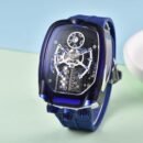 BG Style Men Automatic Mechanical Sport Watch, Racing Style Steel Band Chronograph Wristwatch - Blue
