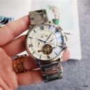 Luxury Business Men Automatic Mechanical Watch, Hollow Flying Tourbillon Waterproof Stainless Steel Band Wristwatch for Men - Silver