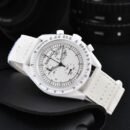 OG Style Unisex 6 Hands Chronograph Quartz Watch, Rubber Case Super Luminous Casual Sports Wristwatch - white