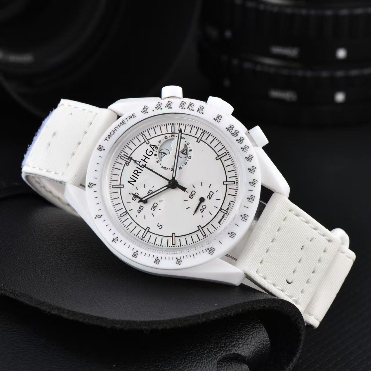 OG Style Unisex 6 Hands Chronograph Quartz Watch, Rubber Case Super Luminous Casual Sports Wristwatch - Image 4