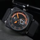 New Arrival Men Starry Sky Series Automatic Mechanical Watch, BR Silicone Band Sports Casual Men Wrist Watch - Orange