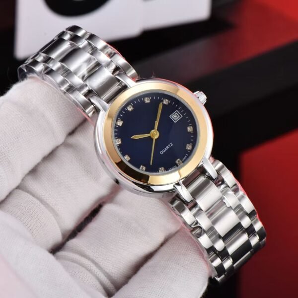 Women Fashion Quartz Wristwatch, Trendy Casual Diamond Decor, Mother-of-Pearl Dial Stainless Steel Strap Watch