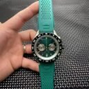 Fashion Casual Sports Men Chronograph Watch, Multi-Function 6-Hands Dial Stainless Steel Band Wrist Watch - Green