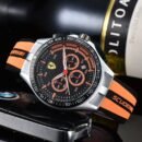 Luxury Casual Men Multifunctional Chronograph Watch, FR Style Waterproof Rubber Band Wristwatch - Orange