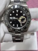 Men Automatic Mechanical Watch, Left-Handed GMT Greenwich Submarine Style Waterproof Sports Steel Band Wristwatch