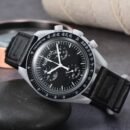 OG Style Unisex 6 Hands Chronograph Quartz Watch, Rubber Case Super Luminous Casual Sports Wristwatch - Black