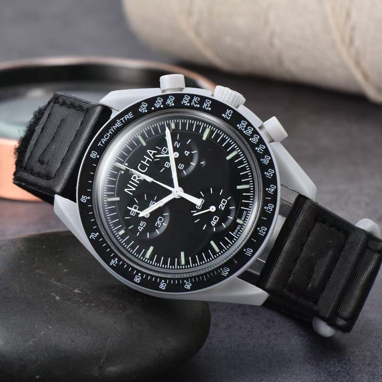OG Style Unisex 6 Hands Chronograph Quartz Watch, Rubber Case Super Luminous Casual Sports Wristwatch - Image 5