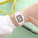 Luxury Light Fashion Women Watch, Tonneau Shape Minimalist Quartz Wristwatch - pink