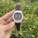 Business Men Stainless Steel Strap Quartz Watch, Multi-Function 5 Hands Moon Phase Calendar Watch - Brown