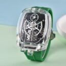 BG Style Men Automatic Mechanical Sport Watch, Racing Style Steel Band Chronograph Wristwatch - Green