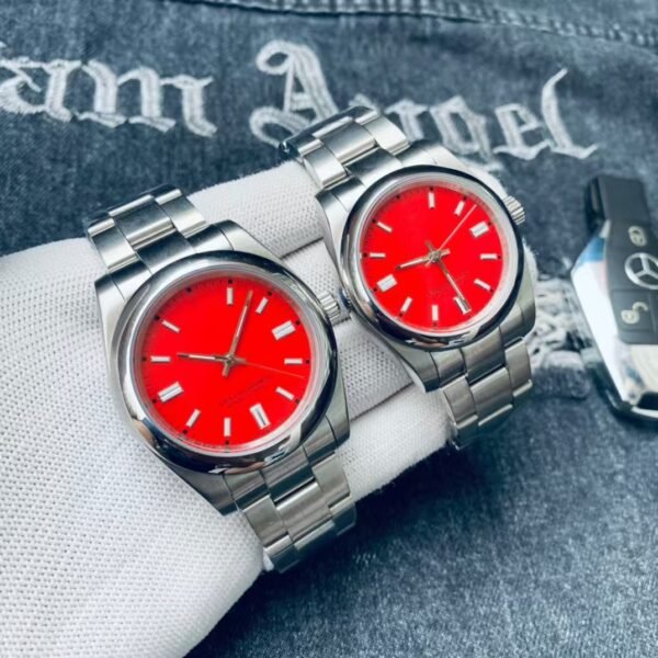 Light Luxury Classic Couple Automatic Mechanical Watch, Candy Dial Stainless Steel Bracelet Fashion Couple Wrist Watch