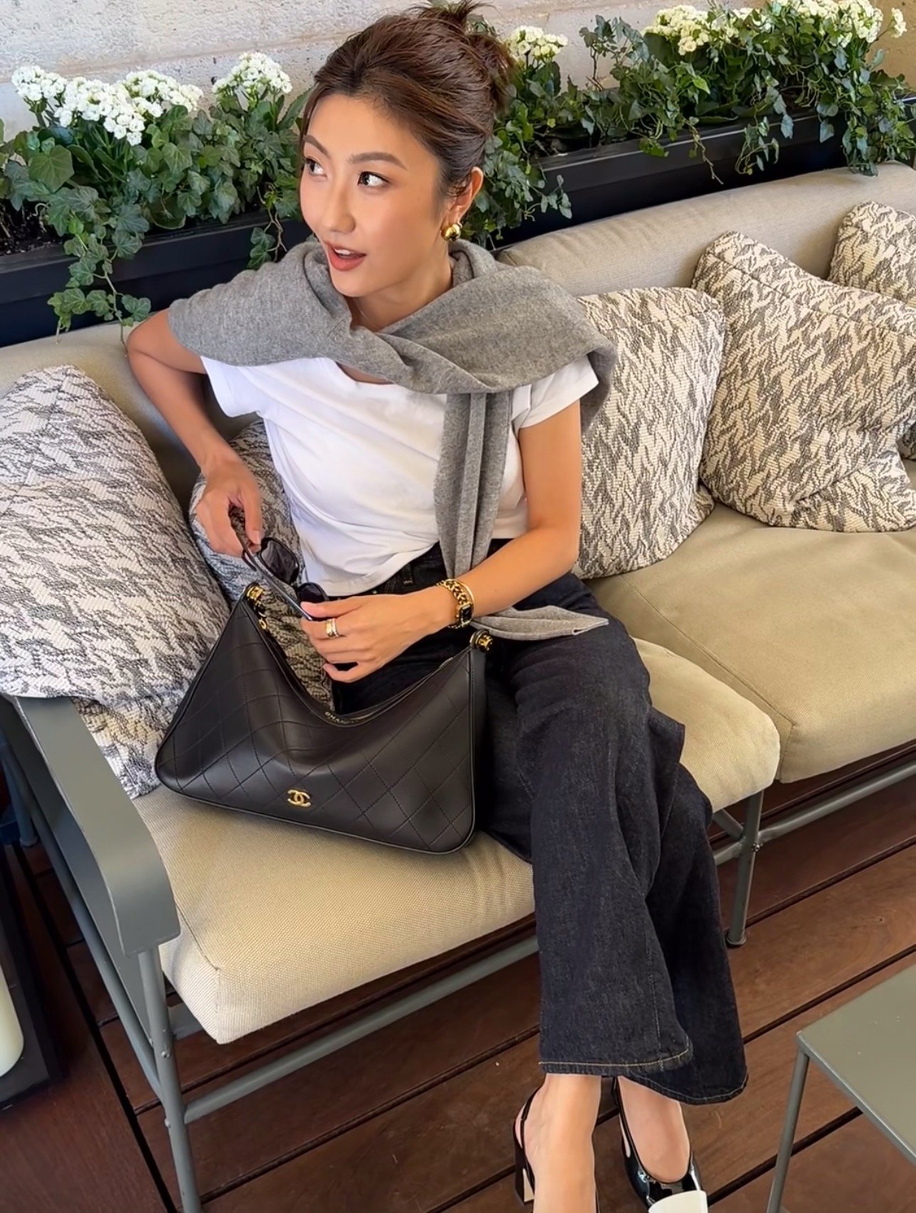 Diamond Quilted Hobo Shoulder Bag, Leather & Suede Chain Underarm Purse - Image 4