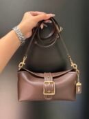 Retro Brown Leather Underarm Purse, Magnetic Snap Closure, Built-in Pocket Multi-way Shoulder Bag