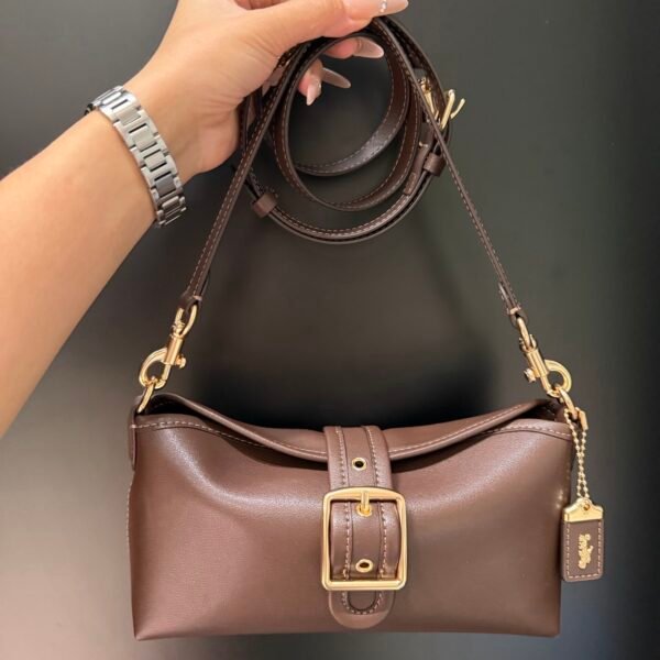 Retro Brown Leather Underarm Purse, Magnetic Snap Closure, Built-in Pocket Multi-way Shoulder Bag