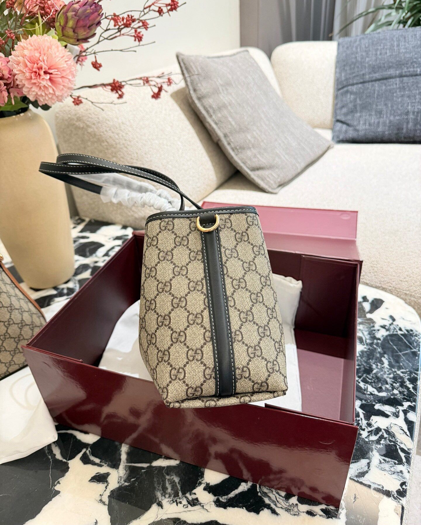Women Large Retro Pattern Tote Purse, PU Leather Top Handle Handbag With Extra Crossbody Strap - Image 3