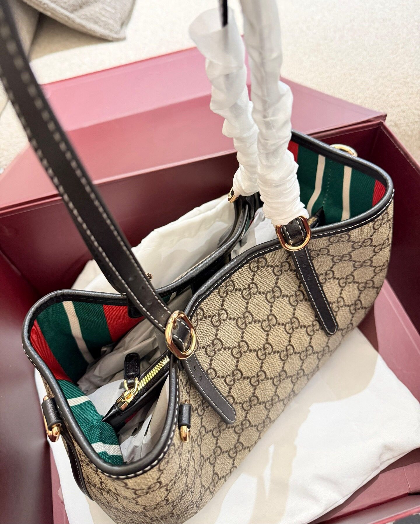 Women Large Retro Pattern Tote Purse, PU Leather Top Handle Handbag With Extra Crossbody Strap - Image 4