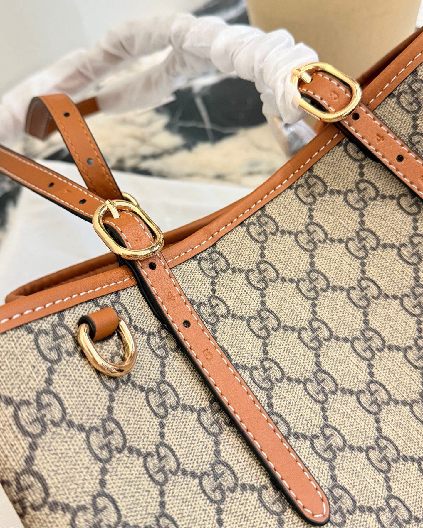 Women Large Retro Pattern Tote Purse, PU Leather Top Handle Handbag With Extra Crossbody Strap - Image 6